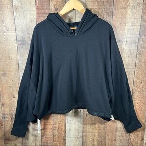 Adidas Cropped Hoodie Oversized XL Athleisure Wide Sleeve Drawstring Hem Casual